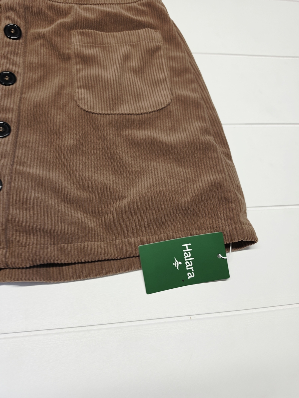 NEW Halara Corduroy Button-Front Pocket Mini Skort - Brown Medium - Picture 3 of 5
